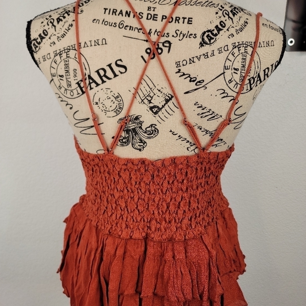 Free People Adella Crochet Cami Large Lace Tiered Sleeveless In Winding NEW - Picture 7 of 10